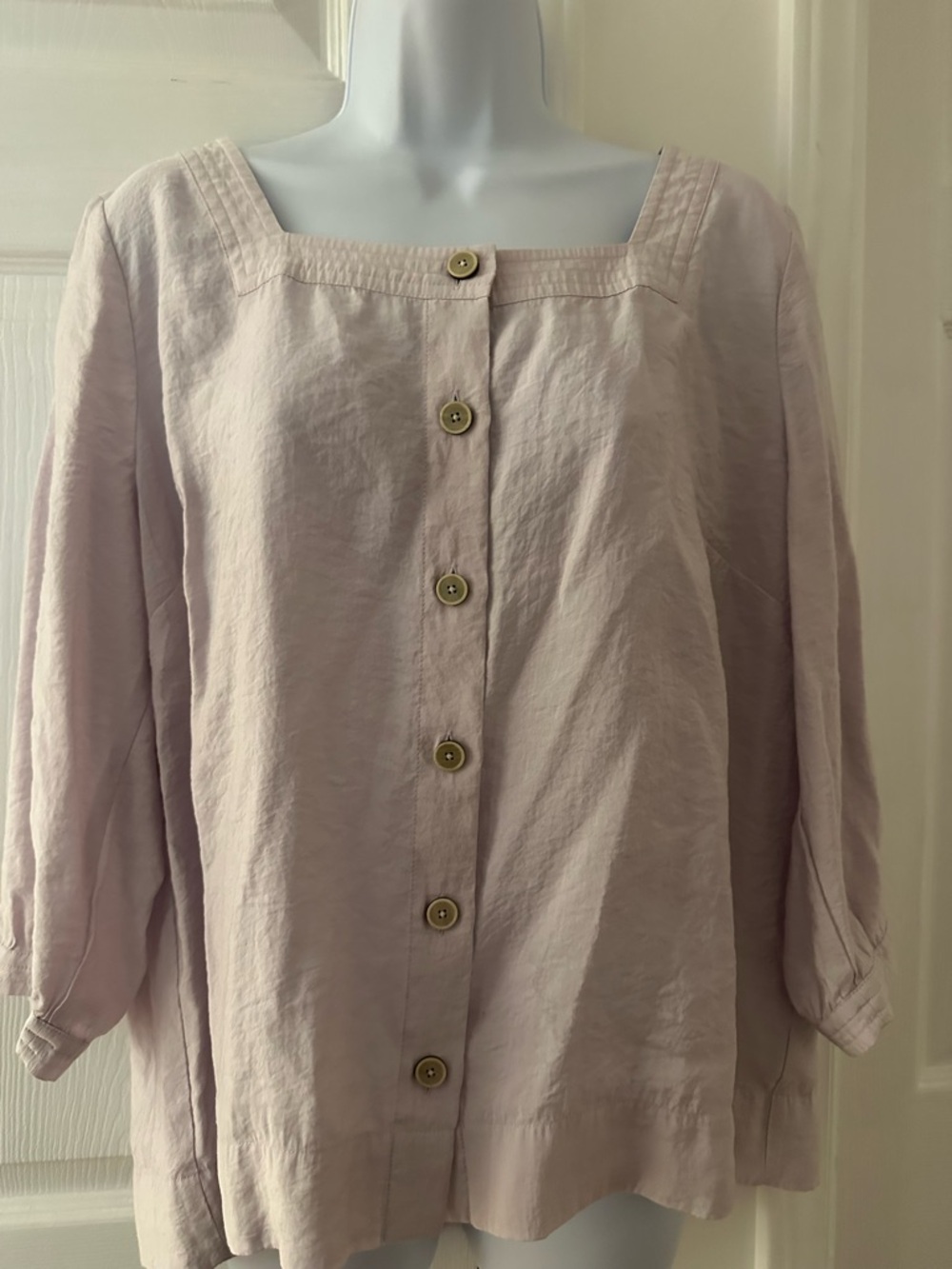 J. Jill Soft Lavender Button-Front Linen Blouse